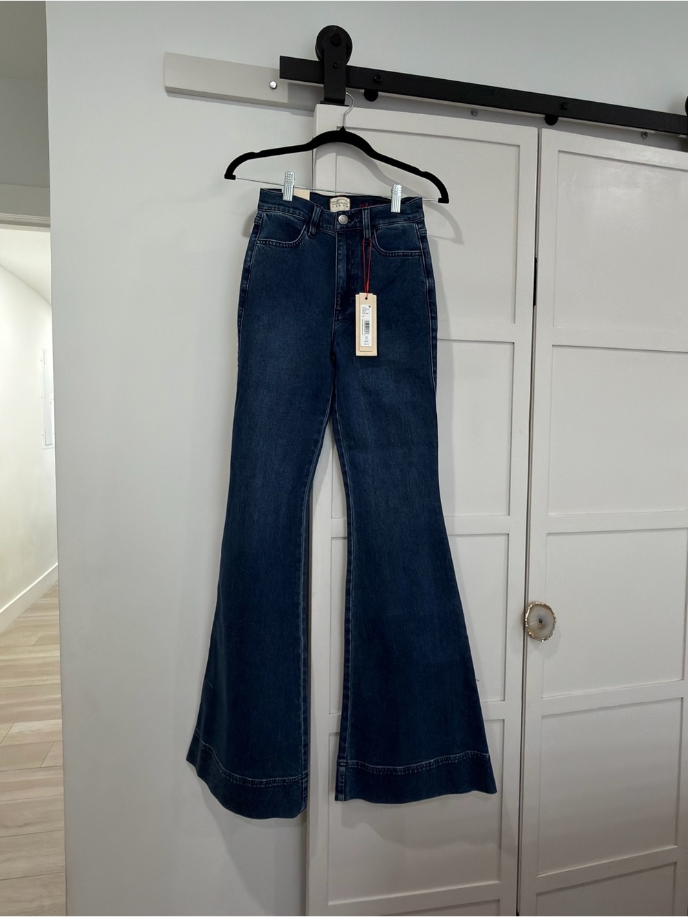 Alice + Olivia Dark Indigo High-Rise Flare Jeans